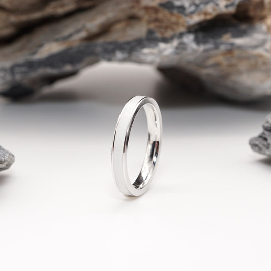 Sterling silver semen ring with a polished finish, available in 3.2mm and 6mm widths, unique keepsake jewellery for bold and intimate connections.