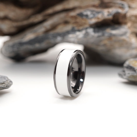 ''Cumet'' - Black Ceramic Semen Inlay Ring