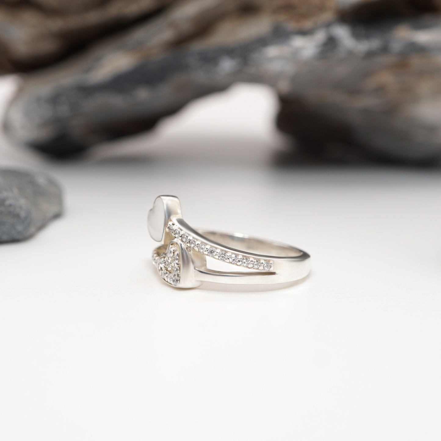 ''Heartbound'' – Sterling Silver Twin Heart Semen Keepsake Ring