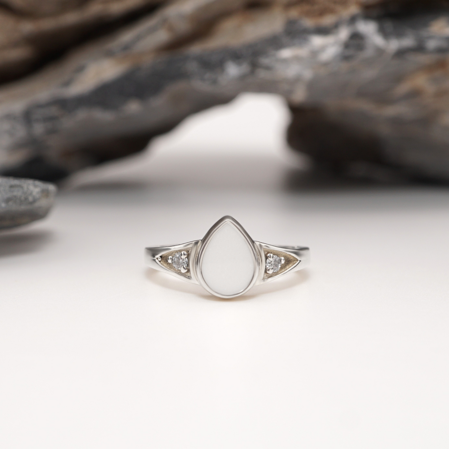 ''Dropwise'' – Sterling Silver Teardrop Semen Keepsake Ring
