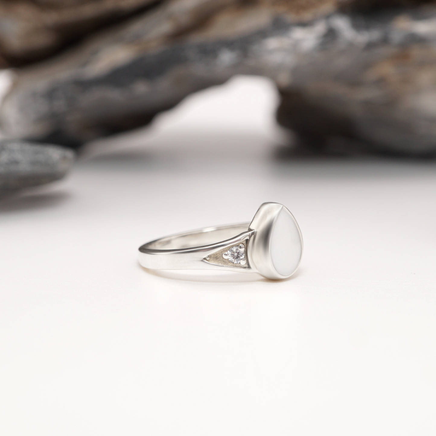 ''Dropwise'' – Sterling Silver Teardrop Semen Keepsake Ring