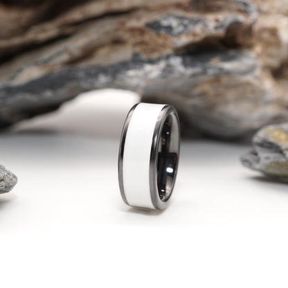''Cumet'' - Black Ceramic Semen Inlay Ring