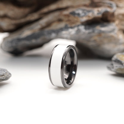 ''Cumet'' - Black Ceramic Semen Inlay Ring