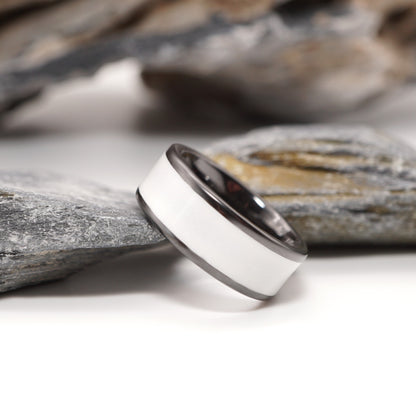 ''Cumet'' - Black Ceramic Semen Inlay Ring