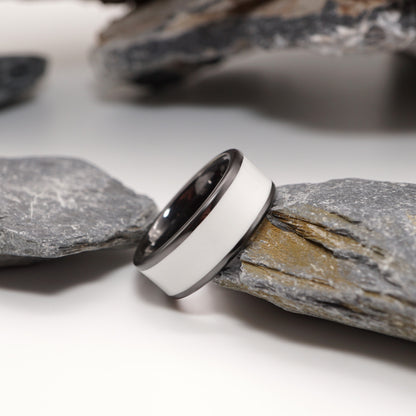 ''Cumet'' - Black Ceramic Semen Inlay Ring
