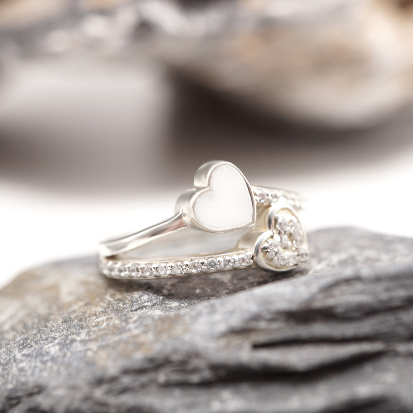 ''Heartbound'' – Sterling Silver Twin Heart Semen Keepsake Ring