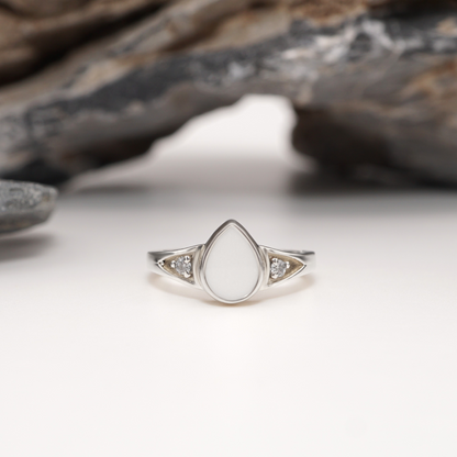 ''Dropwise'' – Sterling Silver Teardrop Semen Keepsake Ring
